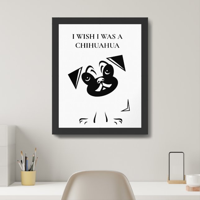 Pug Line Drawing Framed Art (Home Office)