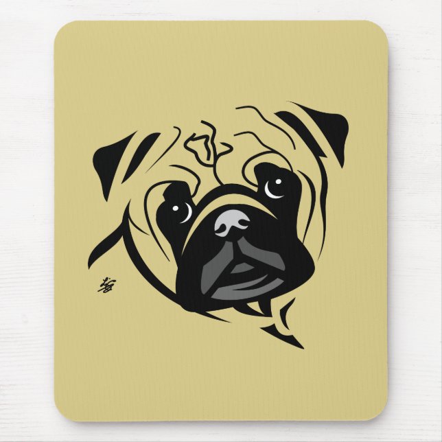 Pug Line Portrait Mouse Pad (Front)