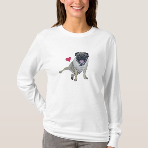 Pug Long Sleeved Hooded Shirt