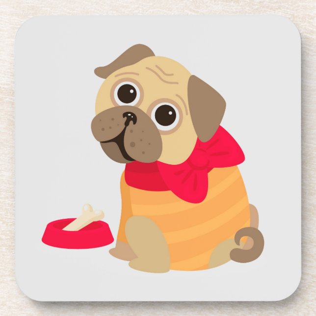 Pug Love adorable pug puppy dog Beverage Coaster (Front)