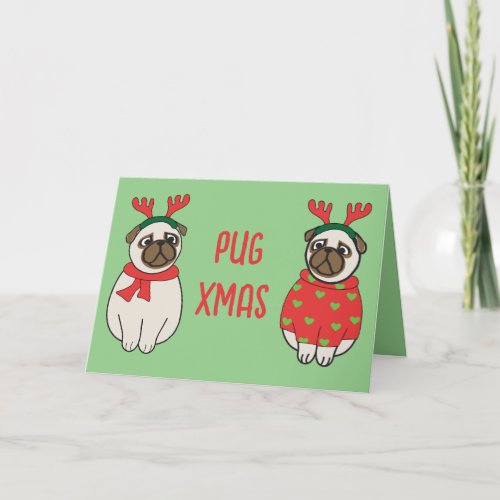 PUG LOVE Christmas Xmas Day Dog Doggy Puppy Gift Thank You Card