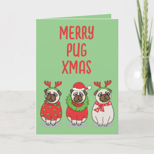 PUG LOVE Christmas Xmas Dog Doggy Puppy Greeting Letterpress Thank You Card