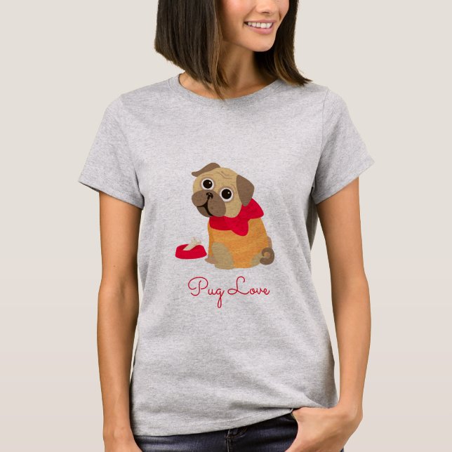 Pug Love cute pug dog animal lover T-Shirt (Front)