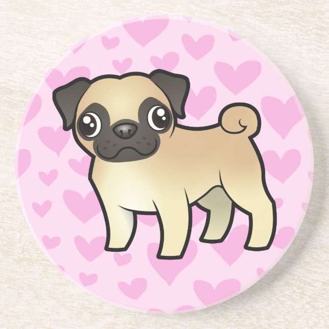 Pug Love Drink Coaster (Front)