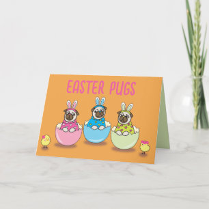 PUG LOVE Easter Bunny Day Dog Doggy Puppy Gift Letterpress Thank You Card