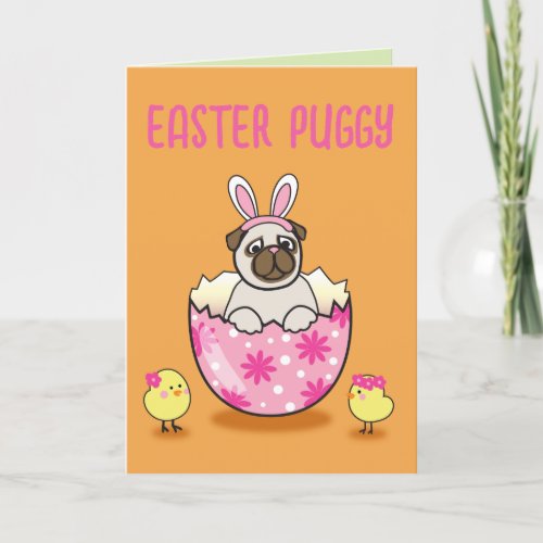 PUG LOVE Easter Bunny Day Dog Doggy Puppy Gift Thank You Card