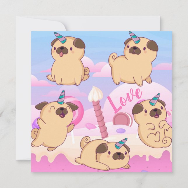 Pug Love Holiday Card (Front)