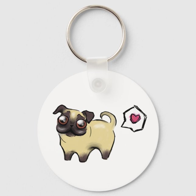 Pug Love Keychain (Front)