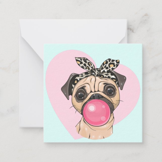 Pug Love Note Card (Front)