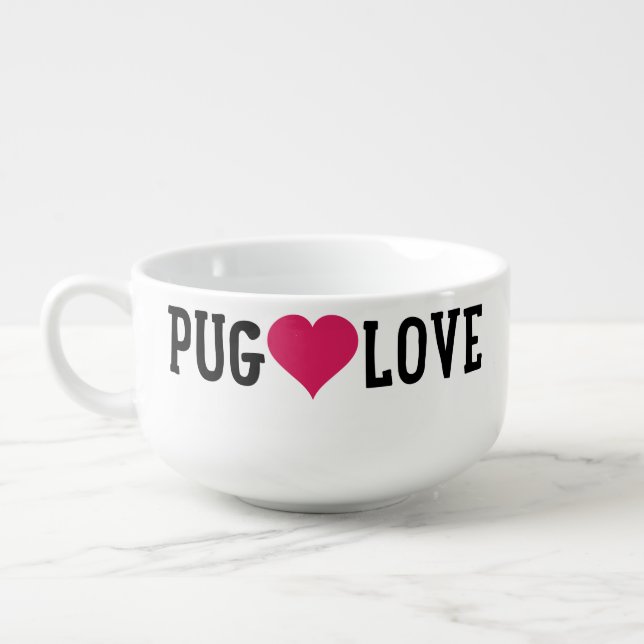 Pug Love Soup Cereal Bowl (Right)
