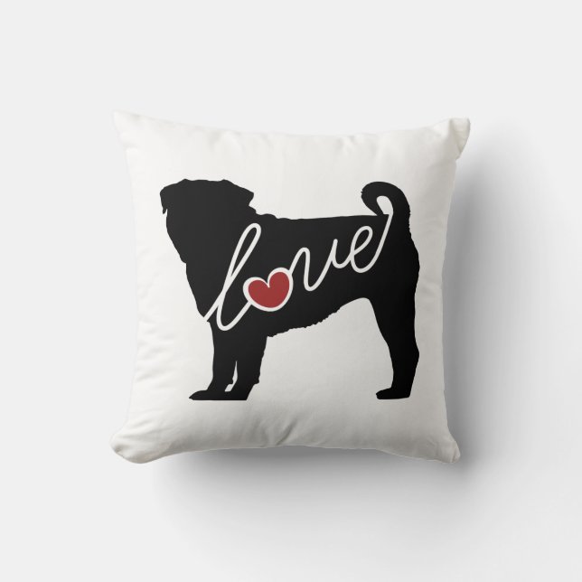 Pug Love Throw Pillow (Front)