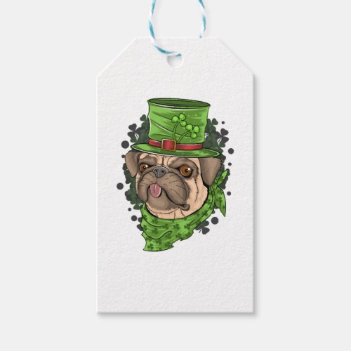 Pug Lover Cute Dog St Patricks Day Lucky Shamroc Gift Tags