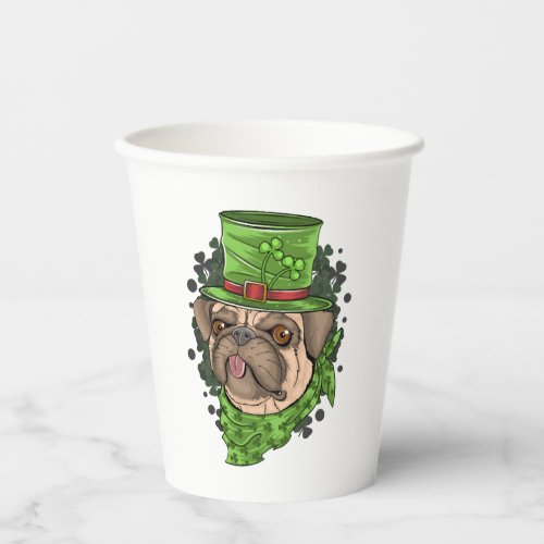 Pug Lover Cute Dog St Patricks Day Lucky Shamroc Paper Cups
