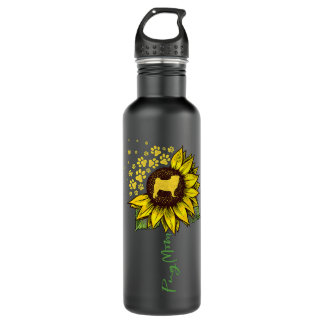 Pug Lover Dog Mum Sunflower Pug Lover Dog Mama Stainless Steel Water Bottle
