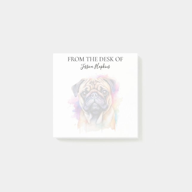 Pug Lover Monogrammed Dog Post-it Notes (Front)