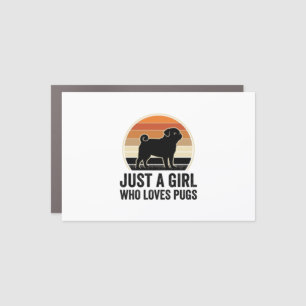Pug Lover Vintage Just A Girl Dog Shirt Design_1 Car Magnet