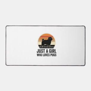 Pug Lover Vintage Just A Girl Dog Shirt Design_1 Desk Mat