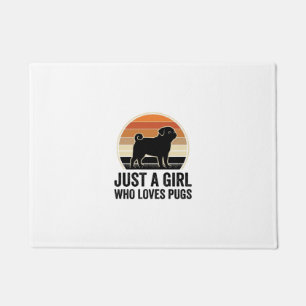 Pug Lover Vintage Just A Girl Dog Shirt Design_1 Doormat