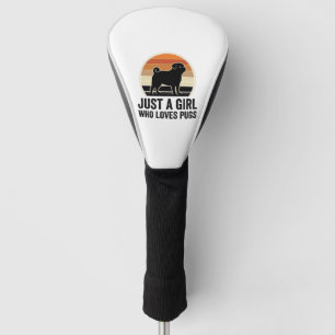 Pug Lover Vintage Just A Girl Dog Shirt Design_1 Golf Head Cover
