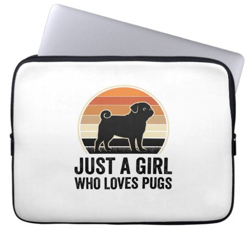 Pug Lover Vintage Just A Girl Dog Shirt Design_1 Laptop Sleeve