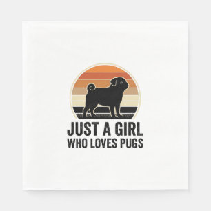 Pug Lover Vintage Just A Girl Dog Shirt Design_1 Napkins