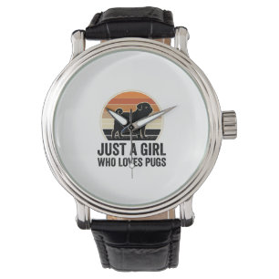 Pug Lover Vintage Just A Girl Dog Shirt Design_1 Watch