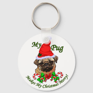 Pug Lovers Christmas Gifts Keychain