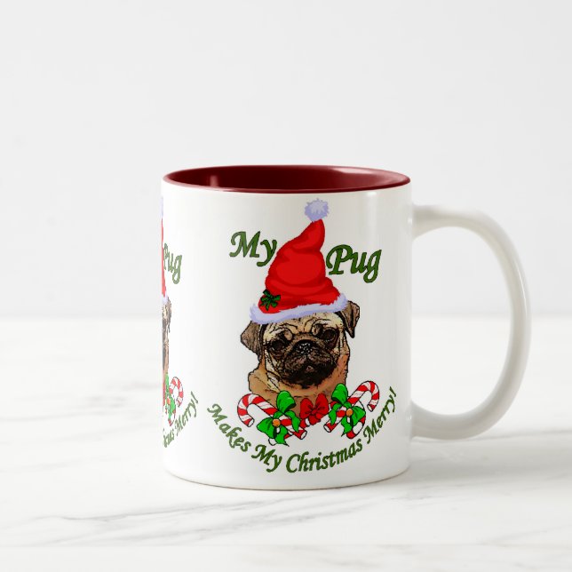 Pug  Lovers Christmas Gifts Two-Tone Coffee Mug (Right)