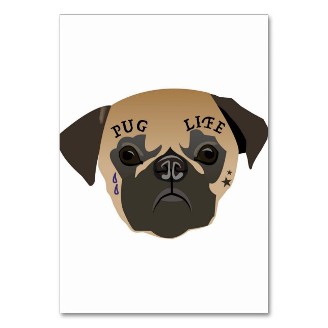 Pug Lovers | Cute Pug Life Table Number (Front)