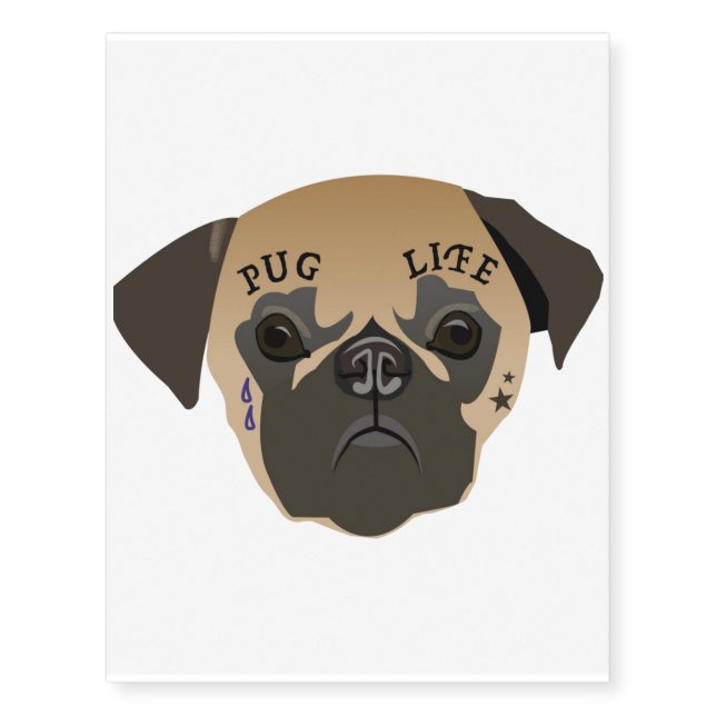 Pug Lovers | Cute Pug Life Temporary Tattoos (Front)