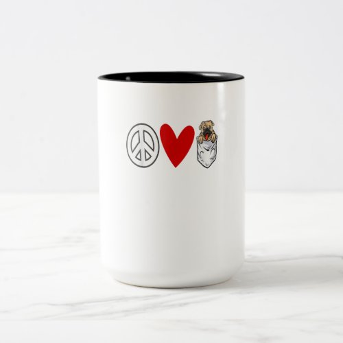 Pug Lovers Peace Love Pugs Gift Two_Tone Coffee Mug