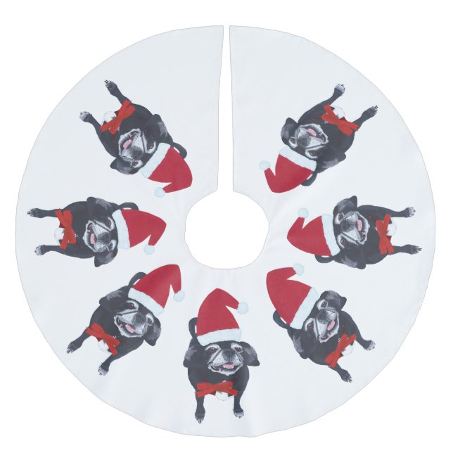 Pug Lovers Santa Dog Christmas Tree Skirts (Front)