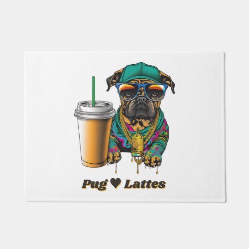 Pug Loves Lattes The Perfect Shirt for Pug and Doormat