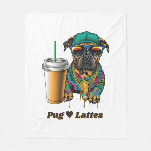 Pug Loves Lattes The Perfect Shirt for Pug and Fleece Blanket