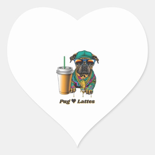 Pug Loves Lattes The Perfect Shirt for Pug and Heart Sticker