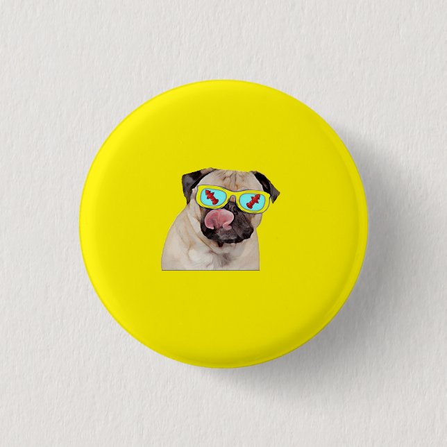 Pug loving fire hydrant  button (Front)