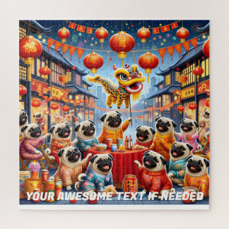 Pug Lunar New Year Party Jigsaw Puzzle