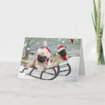 Pug May The Spirit Of Christmas Be With You Card<br><div class="desc">Two Pug playmates spent time together sledding in the snow,  building a snowman and enjoying  the spirit of Christmas. This is a PetVenturesUSA Christmas Card featuring your favorite dog breeds.</div>