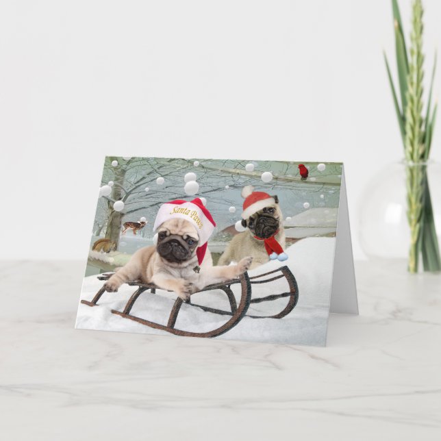 Pug May The Spirit Of Christmas Be With You Card (Front)