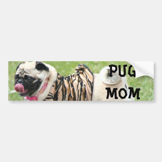Pug Mom Bumper Sticker (Front)