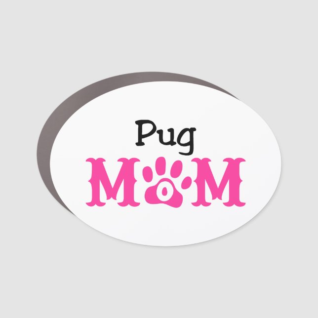 Pug Mom Car Magnet (Front)