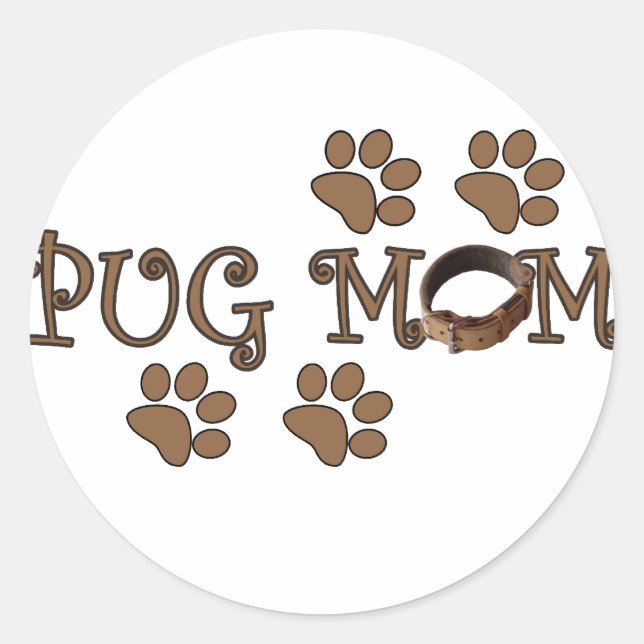 Pug Mom Classic Round Sticker (Front)