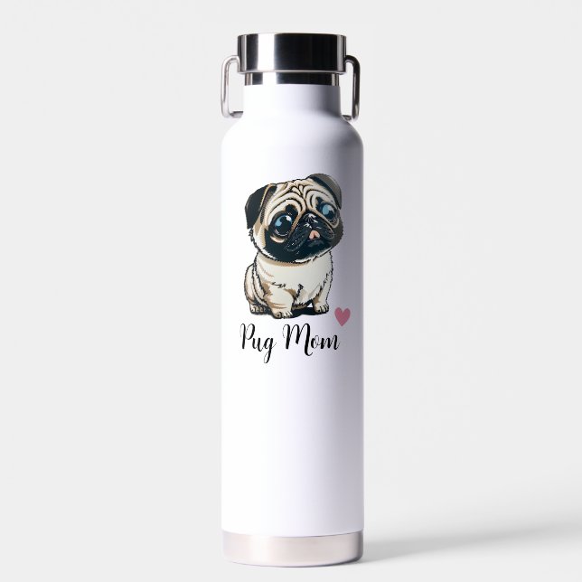 Pug Mom  Copper  Vacuum  Water Bottle (Front)
