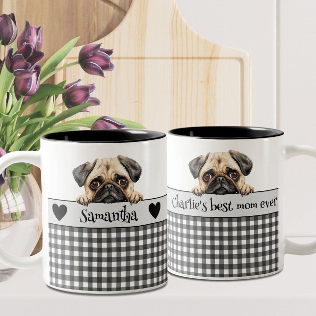Pug Mom Custom  Two-Tone Coffee Mug (Creator Uploaded)