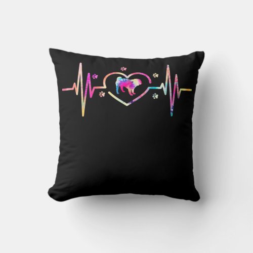 Pug Mom Dad Tie Dye Heartbeat Dog Lover  Throw Pillow