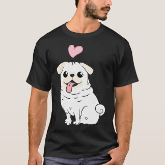 Pug Mom - Distressed Pug Silhouette Design T-Shirt