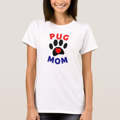 Pug Mom Dog Mom Drawing T_Shirt