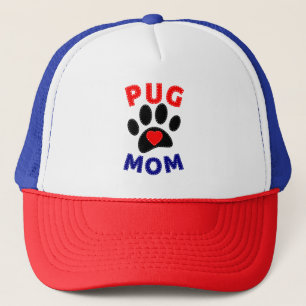 Pug Mom Dog Mom Drawing Trucker Hat