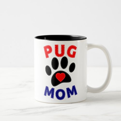 Pug Mom Dog Mom Drawing Two_Tone Coffee Mug
