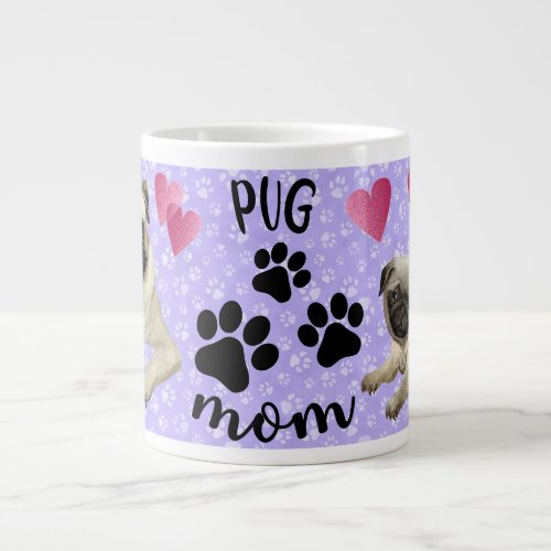Pug Mom Heart Mug Love My Pug Dog Mug 